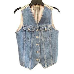 Denim Supply Company Blue 100% Cotton Button Front Vest Size XS